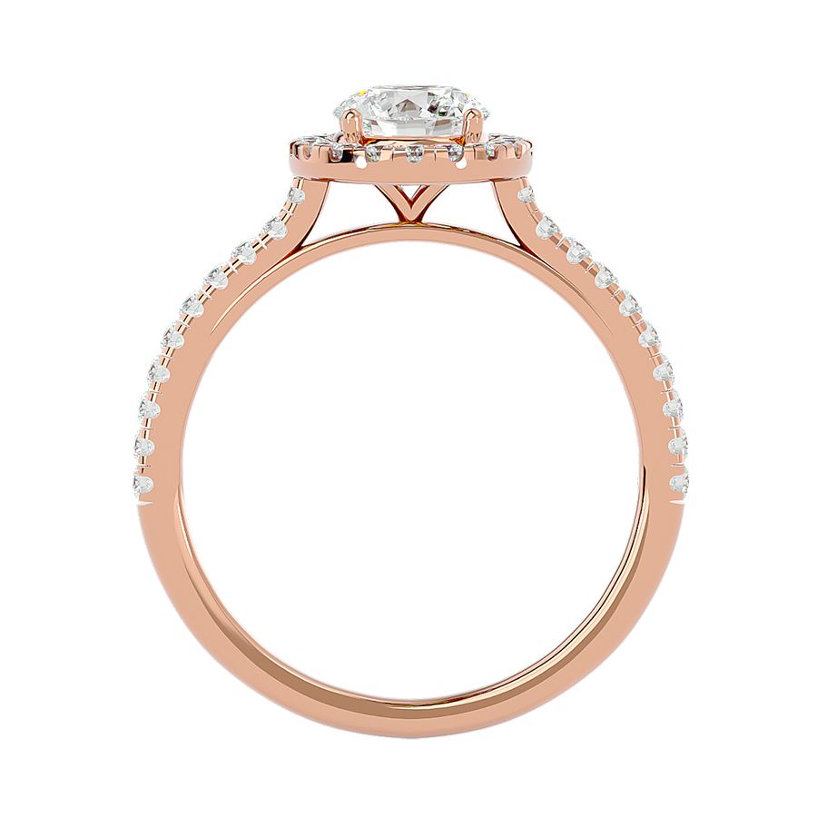 Anello Solitario Halo da 1,00 carato in Oro Rosa 18k