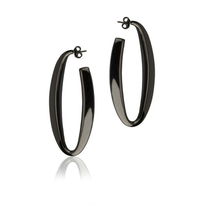 Orecchini ovali in argento sezione triangolare lunghezza 60mm