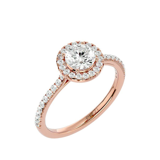 Anello Solitario Halo da 1,00 carato in Oro Rosa 18k
