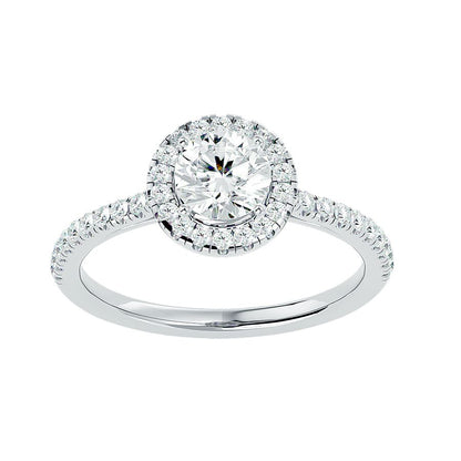 Halo-Solitärring mit 1,00 Karat in 18 Karat Weißgold
