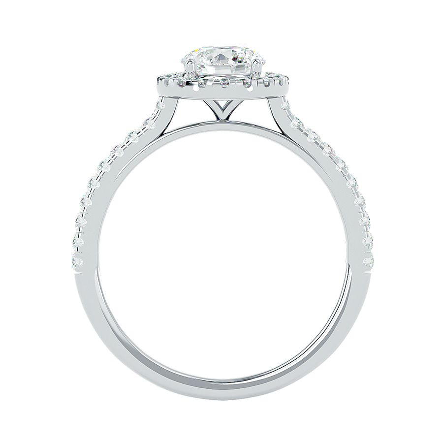 1.00 Carat Halo Solitaire Ring in 18k White Gold