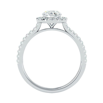 Halo-Solitärring mit 1,00 Karat in 18 Karat Weißgold