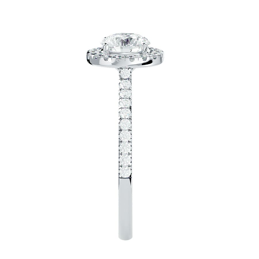 1.00 Carat Halo Solitaire Ring in 18k White Gold