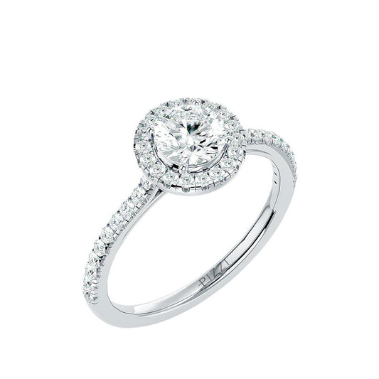 Anello Solitario Halo da 1,00 carato in Oro Bianco 18k