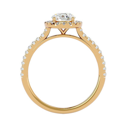 Halo-Solitärring mit 1,00 Karat in 18 Karat Gelbgold