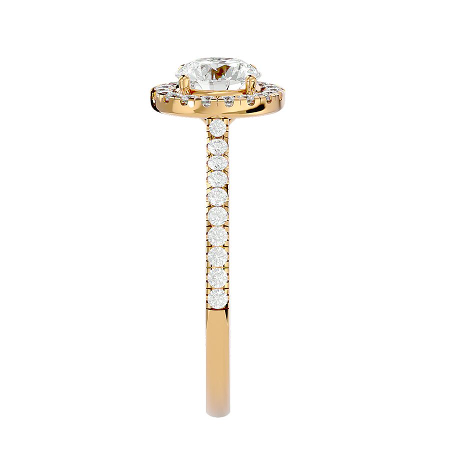 Halo-Solitärring mit 1,00 Karat in 18 Karat Gelbgold