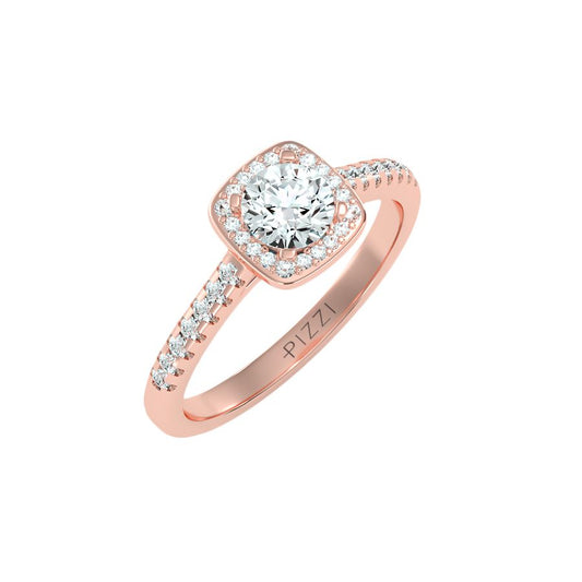 Halo-Solitärring aus 18-karätigem Roségold mit 1,00 Karat Diamanten