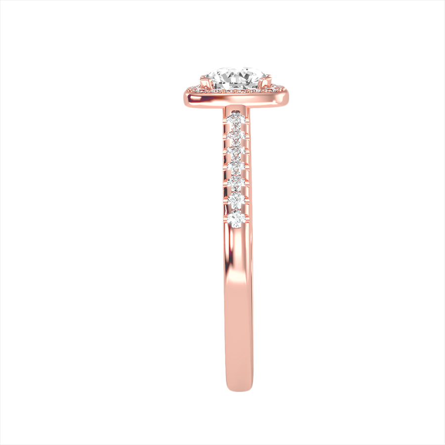 Anello Solitario Halo in Oro Rosa 18k con diamanti da 1.00 carati