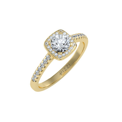 Halo-Solitärring aus 18-karätigem Gelbgold mit 1,00 Karat Diamanten