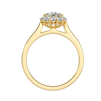 Halo-Solitärring aus 18-karätigem Gelbgold mit 0,65 Karat Diamanten