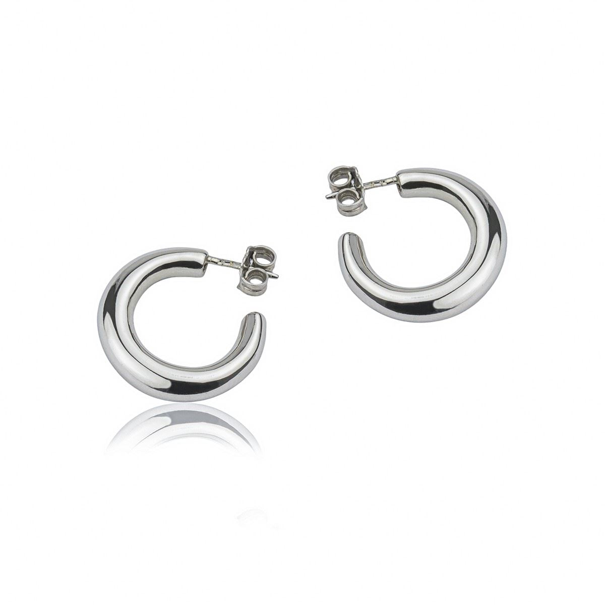 Orecchini a cerchio in argento sezione rotonda diametro 20mm