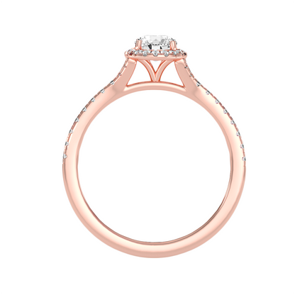 Halo-Solitärring aus 18-karätigem Roségold mit 0,74 Karat Diamanten