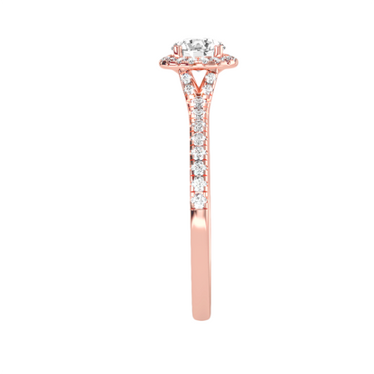 Halo-Solitärring aus 18-karätigem Roségold mit 0,74 Karat Diamanten