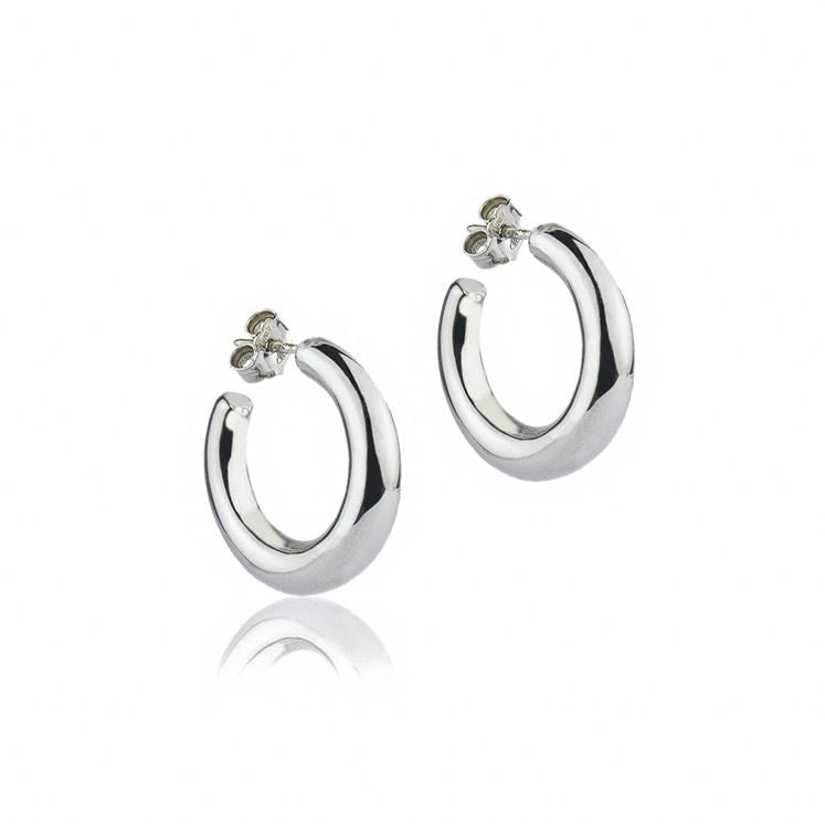 Orecchini a cerchio in argento sezione rotonda diametro 20mm