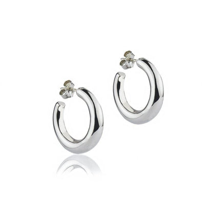 Orecchini a cerchio in argento sezione rotonda diametro 20mm