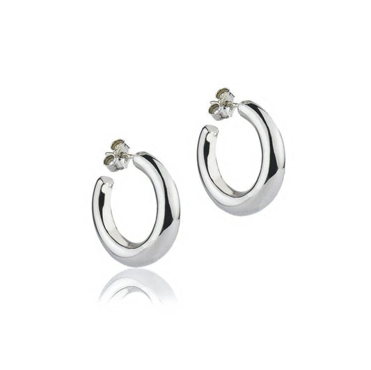 Orecchini a cerchio in argento sezione rotonda diametro 20mm