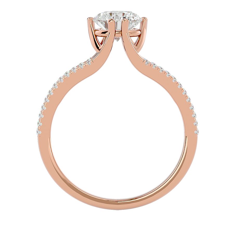 Solitärring aus 18-karätigem Roségold mit Pavé-Fassung und 1,24 Karat Diamanten