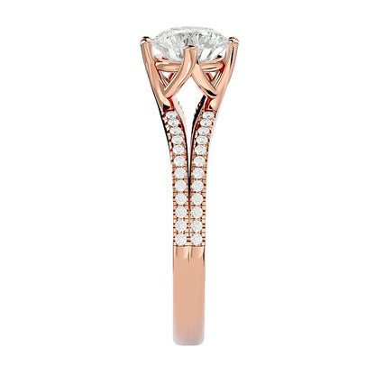 Solitärring aus 18-karätigem Roségold mit Pavé-Fassung und 1,24 Karat Diamanten