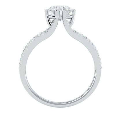 Solitärring aus 18-karätigem Weißgold mit Pavé-Fassung und 1,24 Karat Diamanten