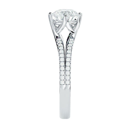 Solitärring aus 18-karätigem Weißgold mit Pavé-Fassung und 1,24 Karat Diamanten