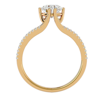 Solitärring aus 18-karätigem Gelbgold mit Pavé-Fassung und 1,24 Karat Diamanten