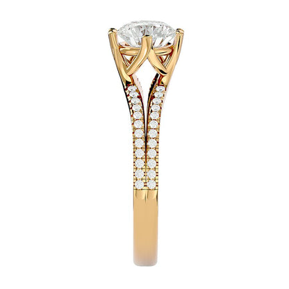 Solitärring aus 18-karätigem Gelbgold mit Pavé-Fassung und 1,24 Karat Diamanten