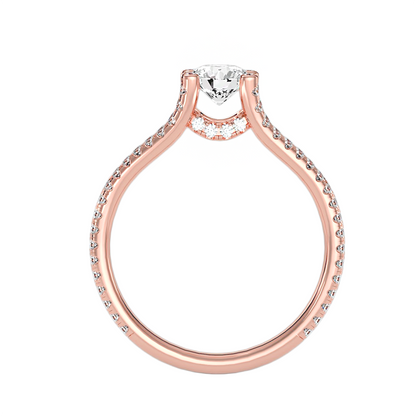 Solitärring aus 18-karätigem Roségold mit Pavé-Fassung und 1,08 Karat Diamanten