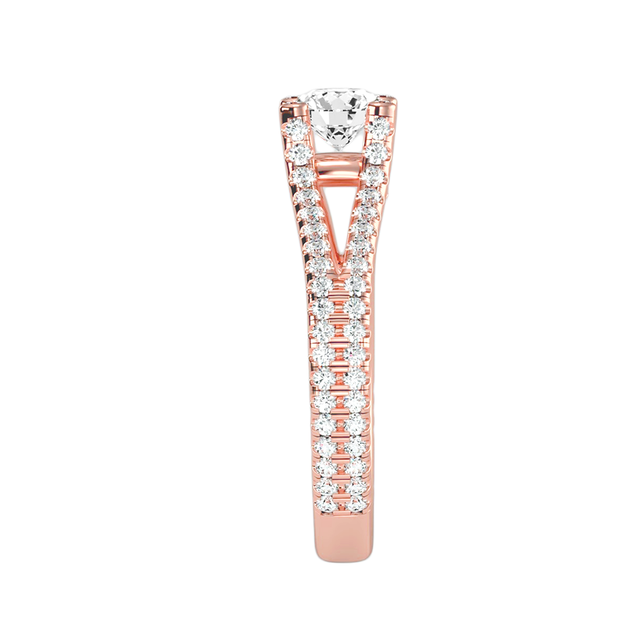 18k Rose Gold Pavé Solitaire Ring with 1.08 Carat Diamonds