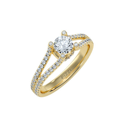 Solitärring aus 18-karätigem Gelbgold mit Pavé-Fassung und 1,08 Karat Diamanten
