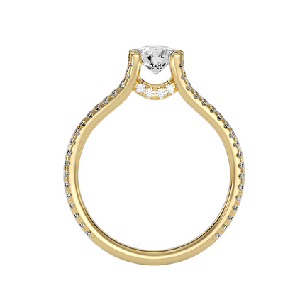 Solitärring aus 18-karätigem Gelbgold mit Pavé-Fassung und 1,08 Karat Diamanten