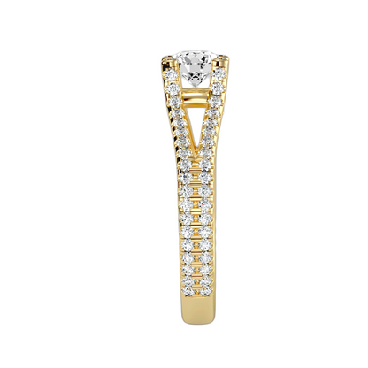 Solitärring aus 18-karätigem Gelbgold mit Pavé-Fassung und 1,08 Karat Diamanten