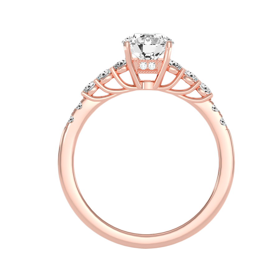 Solitärring aus 18-karätigem Roségold mit Pavé-Fassung und 1,50 Karat Diamanten
