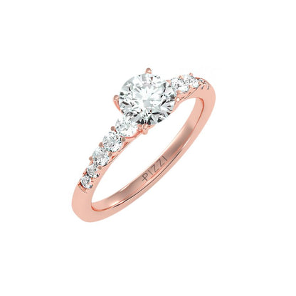 Solitärring aus 18-karätigem Roségold mit Pavé-Fassung und 1,50 Karat Diamanten
