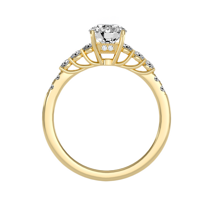 Solitärring aus 18-karätigem Gelbgold mit Pavé-Fassung und 1,50 Karat Diamanten