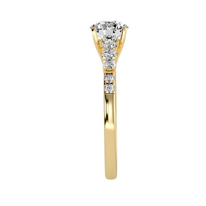 Solitärring aus 18-karätigem Gelbgold mit Pavé-Fassung und 1,50 Karat Diamanten