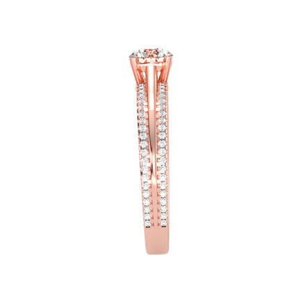 Solitärring aus 18-karätigem Roségold mit Pavé-Fassung und 0,76 Karat Diamanten
