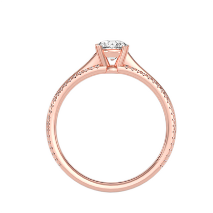 Solitärring aus 18-karätigem Roségold mit Pavé-Fassung und 0,76 Karat Diamanten