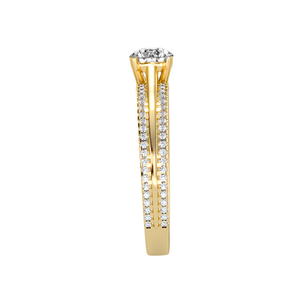 Solitärring aus 18-karätigem Gelbgold mit Pavé-Fassung und 0,76 Karat Diamanten
