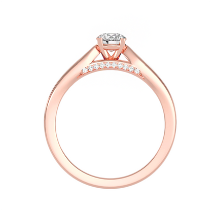 Solitärring aus 18-karätigem Roségold mit Pavé-Fassung und 0,81 Karat Diamanten