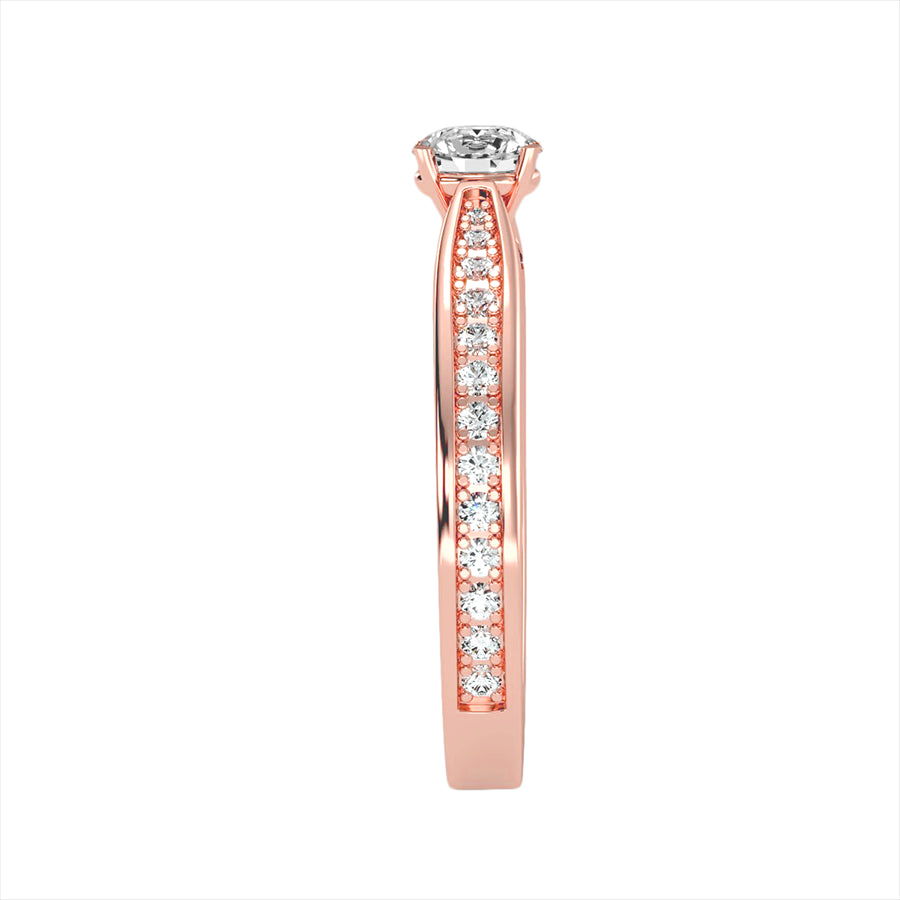 18k Rose Gold Pavé Solitaire Ring with 0.81-Carat Diamonds