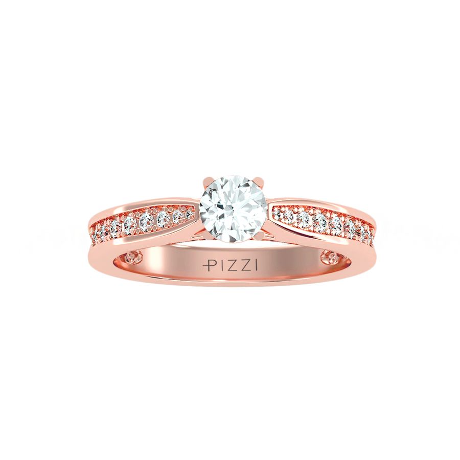 18k Rose Gold Pavé Solitaire Ring with 0.81-Carat Diamonds