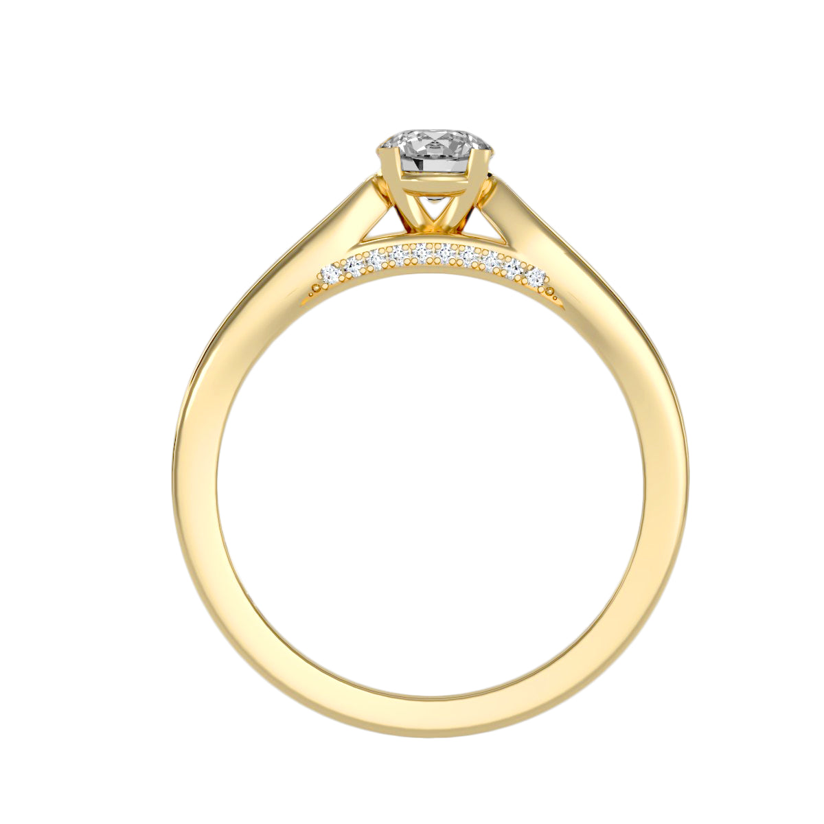 18k Yellow Gold Pavé Solitaire Ring with 0.81-Carat Diamonds
