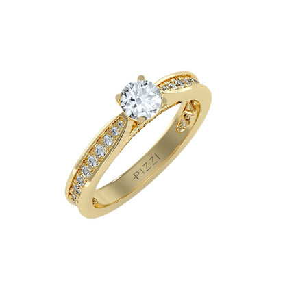 Solitärring aus 18-karätigem Gelbgold mit Pavé-Fassung und 0,81 Karat Diamanten