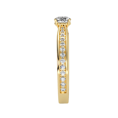 Solitärring aus 18-karätigem Gelbgold mit Pavé-Fassung und 0,81 Karat Diamanten