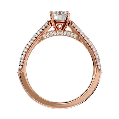 Solitärring aus 18-karätigem Roségold mit Pavé-Fassung und 0,84 Karat Diamanten