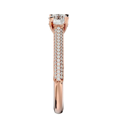 Solitärring aus 18-karätigem Roségold mit Pavé-Fassung und 0,84 Karat Diamanten