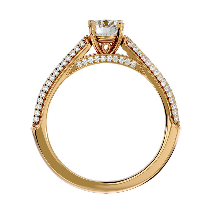 18k Yellow Gold Pavé Solitaire Ring with 0.84-carat Diamonds