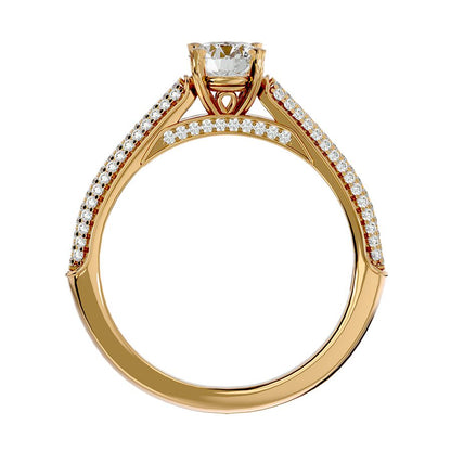 Solitärring aus 18-karätigem Gelbgold mit Pavé-Fassung und 0,84 Karat Diamanten