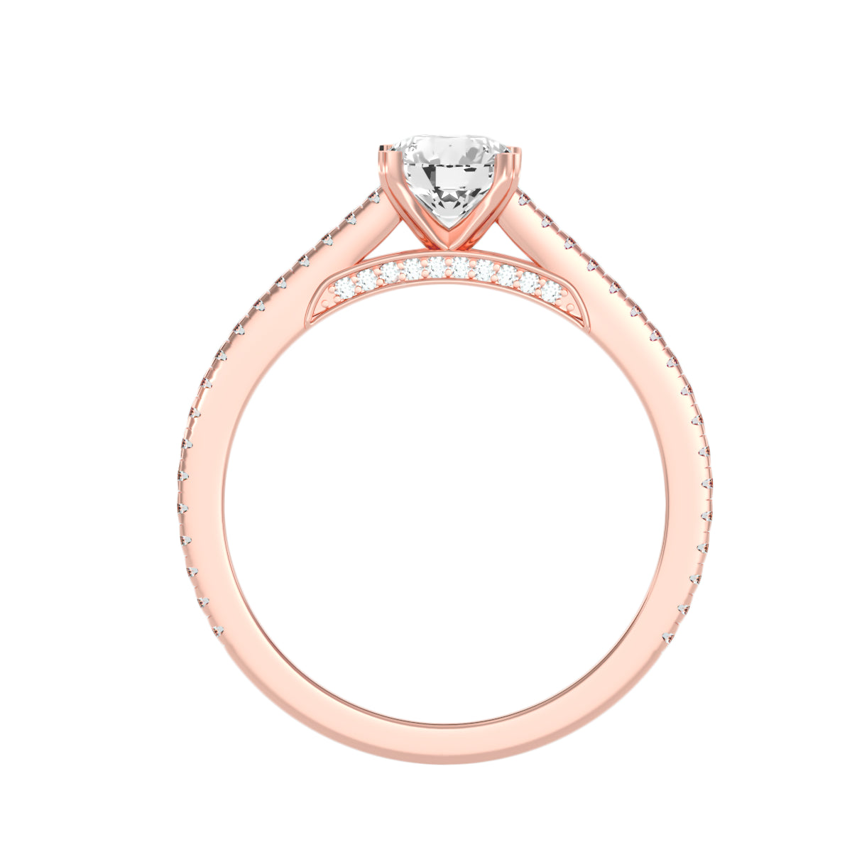 18k Rose Gold Pavé Solitaire Ring with 0.80-carat Diamonds