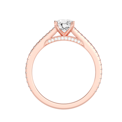 Solitärring aus 18-karätigem Roségold mit Pavé-Fassung und 0,80 Karat Diamanten